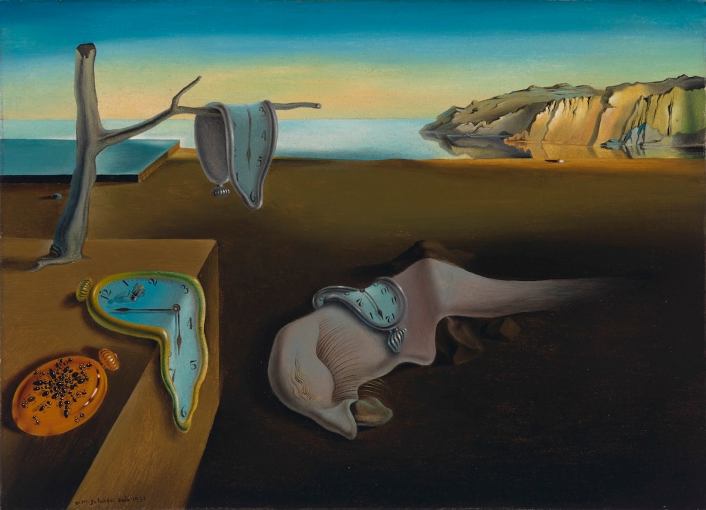 Why is Salvador Dalí’s *Persistence of Memory* so important? It revolutionized modern art with bold color and surreal imagery, symbolizing time, decay, relativity, and topology through melting watches and geometric shapes. The man in the background, inspired by Bosch’s work, represents human elements in a surreal context, challenging traditional perspectives on sanity and madness.
