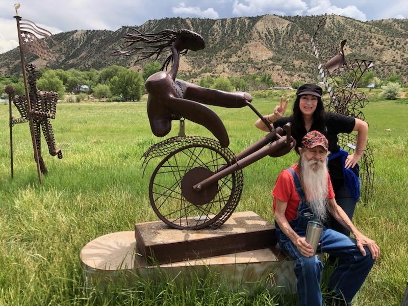 Bill Morrow’s whimsical metal sculptures, including ‘Insane-A-Cycle’ and ‘A Split-Second of Free Air,’ are returning to Carbondale after being donated. The return coincides with an art walk and community celebration.